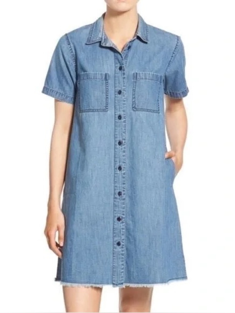 Madewell Blue Denim Button-Up Dress Size XXSmall